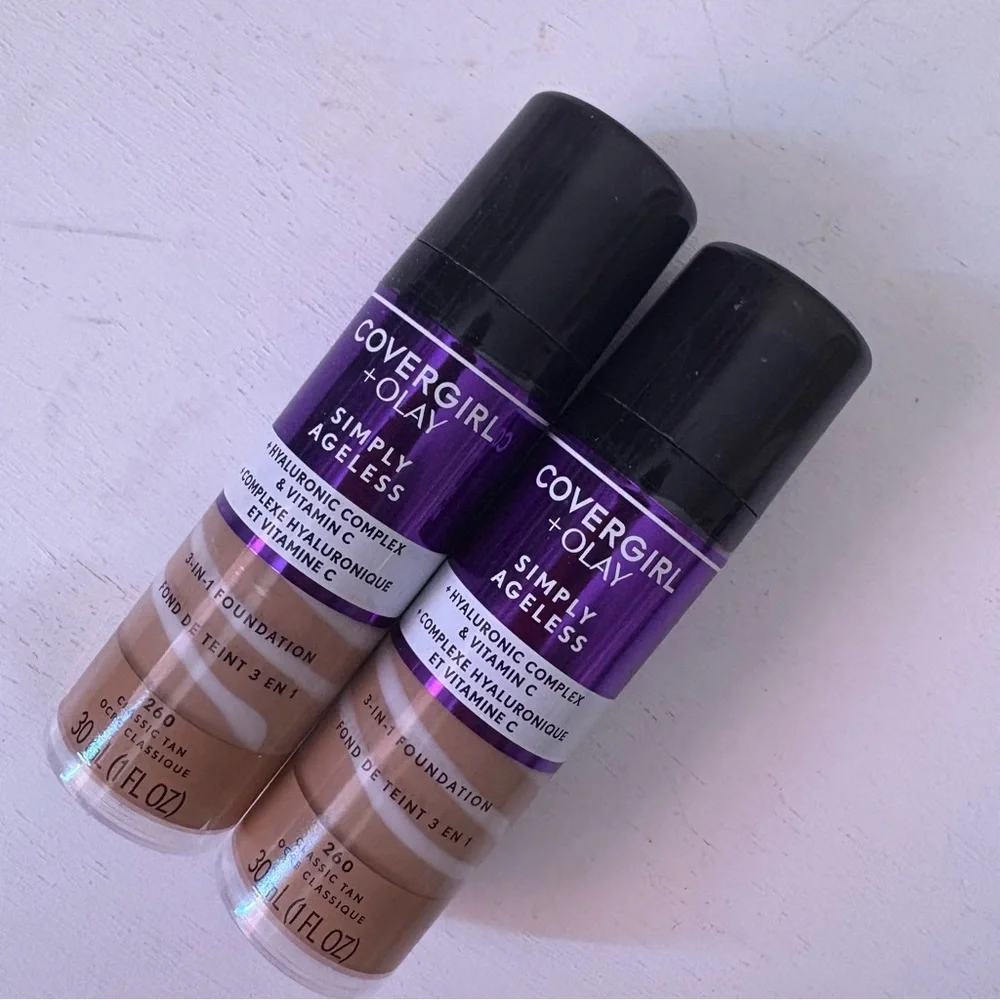 COVERGIRL +Olay NEW (2) Simply Ageless Foundation #260 Classic Tan